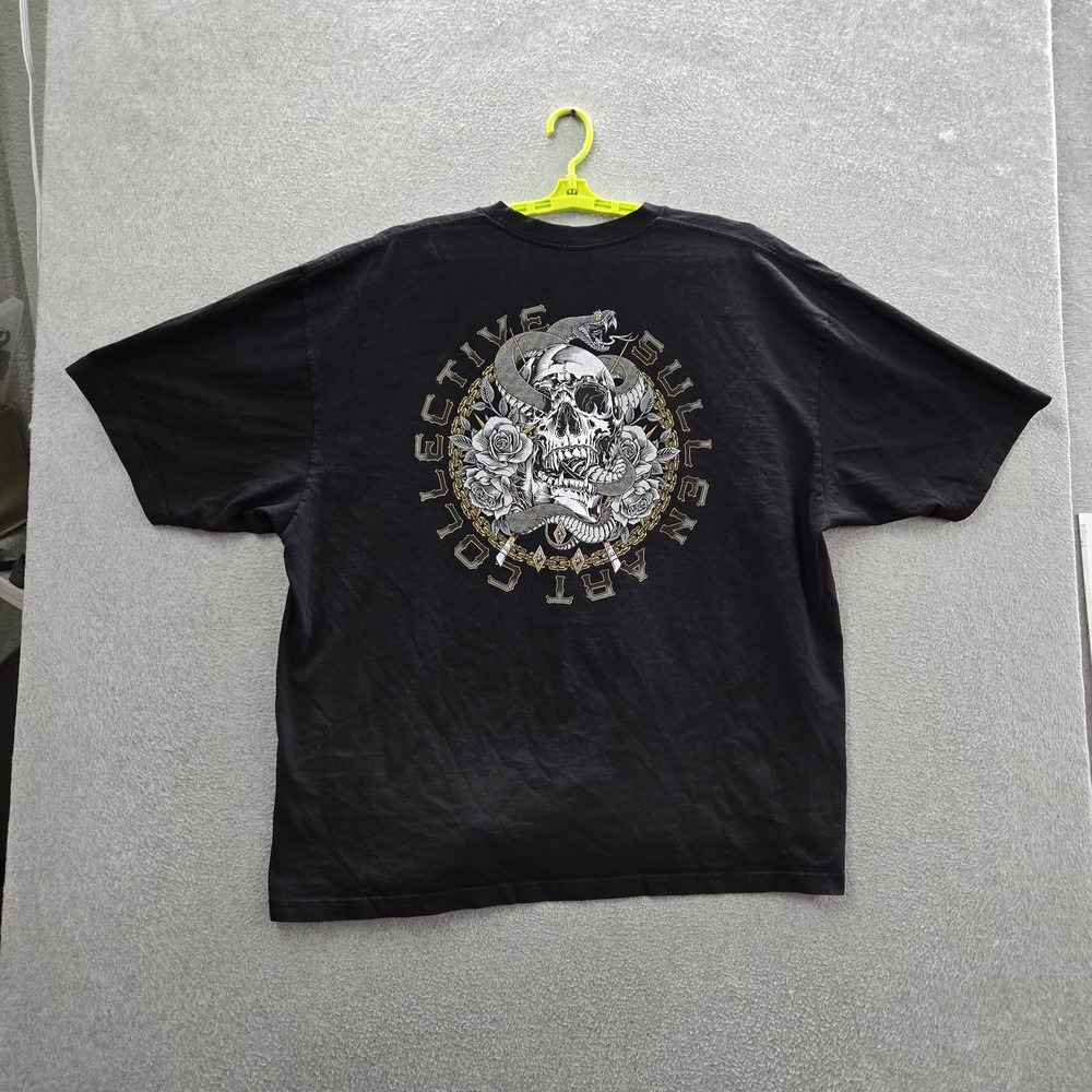 Sullen Clothing Men Shirt 2X-LARGE Black Graphic Skull Roses Print